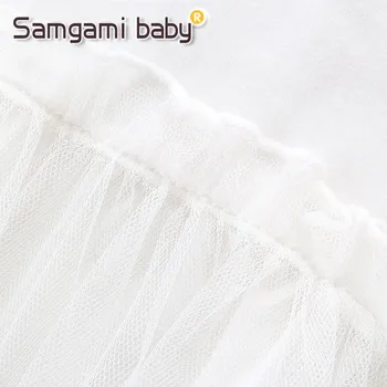 SAMGAMI BABY Parent Child Outfit White Net Yarn Vest Върховете Mommy and Me Family Matching Clothes Toddler Girls Summer Clothing