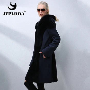 JEPLUDA Winter Real Fur Coat Women New Fashion Long Coat Real Natural Shearing Sheep Fur Яке Luxury Women Lamb Fur Coats