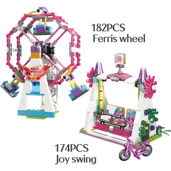 4 в 1 увеселителен парк виенско колело въртящи летящ стол модел градивни елементи са съвместими приятели момиче принцеса на тухли детски играчки