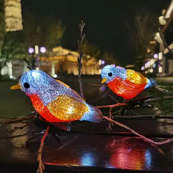 Водоустойчив 5 LED акрилни птици гирлянди от светлини ред дом градина, парти украса празник на слънчевата енергия пейзаж Фея лампа