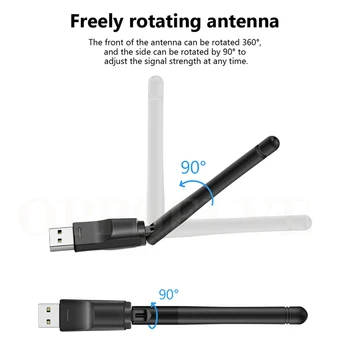 2.4 G USB, Ethernet и WiFi приемник Ethernet 150М PC WiFi Dongle за Wi Fi мрежова карта 802.11 b/g/n LAN адаптер с въртяща се антена