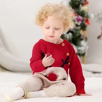 Детски тела Коледно облекло есен-зима вязаный новородено Bebes тела с дълги ръкави 0-24 месеца бебе момчета момичета тела