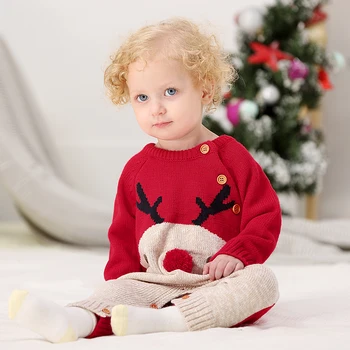 Детски тела Коледно облекло есен-зима вязаный новородено Bebes тела с дълги ръкави 0-24 месеца бебе момчета момичета тела