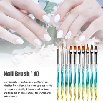 10 бр. маникюр гел, четка Nail Art Brush набор от инструменти за маникюр с гел BrushNail Ombre Четка за рисуване на маникюр, Pen Point Nail Design