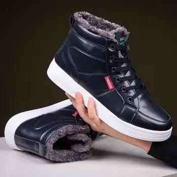 Мъжки обувки и мъжки зимни обувки Мода обувки за ски обувки за плюс-размер зимни маратонки глезена Мъжки обувки зимни ботуши черен син обувки