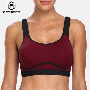 Attraco Women ' s Sports Bra Hight Impact Padded Support Yoga Bra Дишаща Fitness Workout Racerback Sports Top
