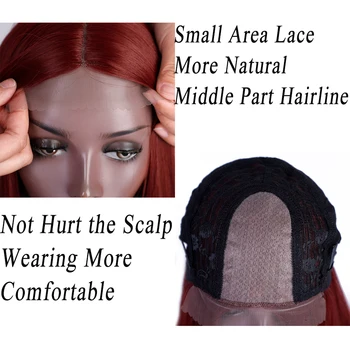 AISI QUEENS Long Red Small Straight Дантела Part перука синтетични перуки за жени черно-бял блондин cosplay средната част на косата