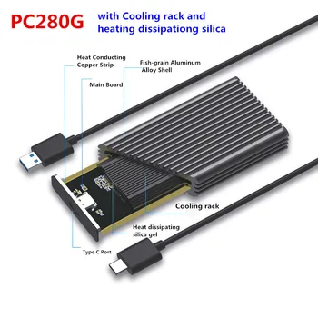 Нов алуминиев корпус SSD поддръжка на PCIe NVME/NGFF M. 2 M Key/B&M Key SSD Type C 3.1 високоскоростен кабел твърд корпус на твърдия диск