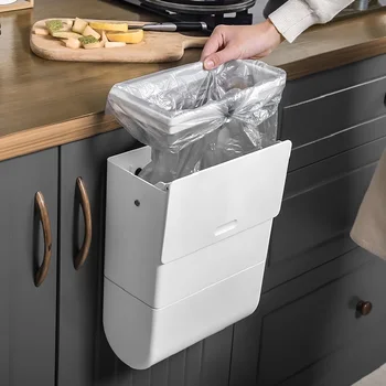 2 в 1 стенен кофа за боклук подвижна кутия тъкан спестяване на пространство боклук кофа за съхранение на здрава кофа за боклук кухня кофа за боклук