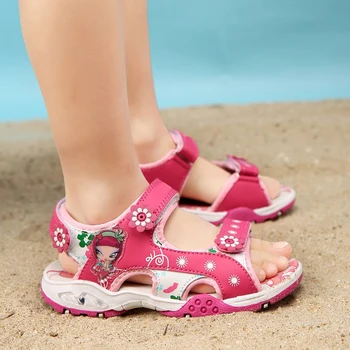 Нови летни детски момиче сандали принцеса момиче сандали устойчива на плъзгане подметка децата бебе момиче обувки