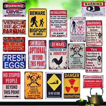 Пазете & Tool Rules Notice Vintage Metal Plates Warning Опасност or No Trespassing Retro Home Decor Wall Sticker Art Poster WY3