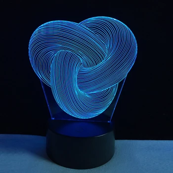Абстрактна веревочная обтегач 3D LED лампа USB Multicolor Creative Fashion Table Home Party декоративно осветление кабел спалня лека нощ