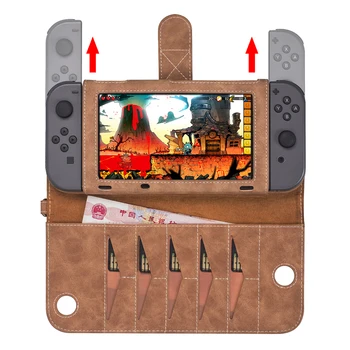 Преносима кожена чанта за съхранение слот за карти Nintendo Switch калъф за съхранение на многофункционални конзолни аксесоари Nintend Switch