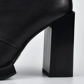 REAVE CAT 10 см блок ботуши за жени на висок ток ботильоны черен кръст обтегач пънк обувки Западна платформа chaussure femme