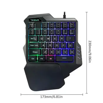 Една ръка слот клавиатурата малък RGB гейминг клавиатура за отдих с 35 клавиши цветна подсветка за игра ХАХА / PUBG / Fortnite / Wow / Dota / OW