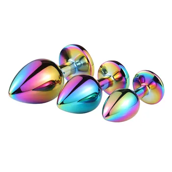 Неръждаема стомана Дъга метал анален плъгин с диаманти бижута анален накрайник анални топчета от ануса вибратор възрастни Секс Играчки за жени