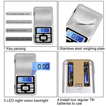 Urijk Mini Digital Scale High Accuracy 100/200/300/500g 0.01/0.1 g Backlight Electric Pocket For Jewelry Грам Weight for Kitchen