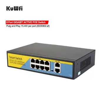48V POE Switch 10/100/1000mbps Ethernet Switch 8Port Gigabit Switcher RJ-45 Хъб 8Port POE + 2Port Uplink разстояние 50-100 м