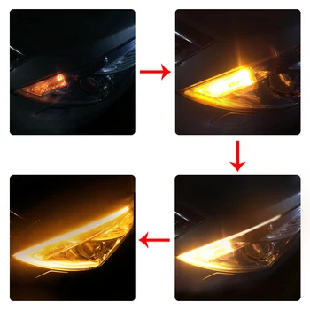 Niscarda 2X водоустойчива гъвкав автомобил LED DRL дневни ходова светлина, преминаващ автомобил фарове ленти спирачки мигач лампа