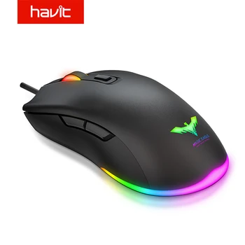 Havit RGB Gaming Mouse wired компютърни игри на мишката със 7-цветна подсветка 6 бутони до 6400 dpi компютърни USB мишка черен MS732
