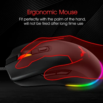 Havit RGB Gaming Mouse wired компютърни игри на мишката със 7-цветна подсветка 6 бутони до 6400 dpi компютърни USB мишка черен MS732