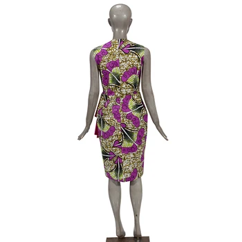 Модни африкански рокли за жени Басейн Riche Африка принт памук midi рокля без ръкави Bodycon елегантни дрехи за партита WY3798