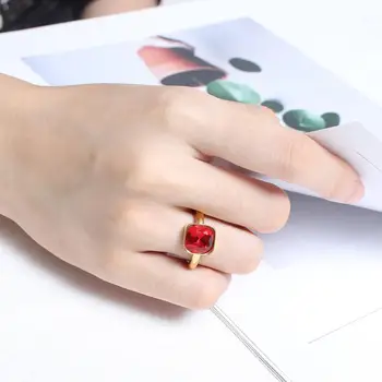 KALEN Fashion Square цветни стъклени кристални пръстени за жени златист цвят годежни пръстени от неръждаема стомана Femme Anillos бижута