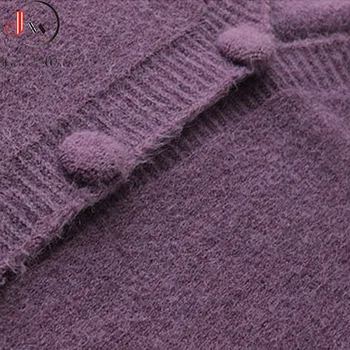 2020 Нова мода лилава жилетка Жени Ежедневно с дълъг ръкав однобортный пуловер трикотаж V образно деколте дамски есенни и зимни дрехи