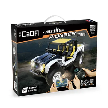 CaDA Blocks Техника RC Car Building Blocks Double Remote Control е съвместим с 2.4 Ghz STEAM APP Пионер Model Car Toys Boy