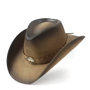 от кожата на мъжете е Западна ковбойская шапка на господин татко Фьодор сомбреро Hombre шапки размер 58-59 см