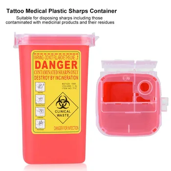 Tattoo Artists Disposal Container Medical Plastic Sharps Container Biohazard Needle Disposal 1Л Size Waste Box Tattoo Supplies