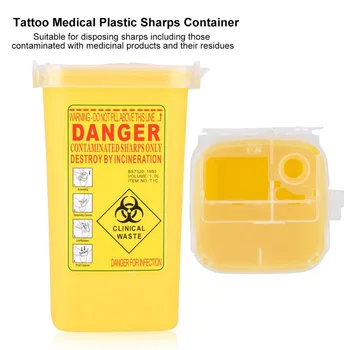 Tattoo Artists Disposal Container Medical Plastic Sharps Container Biohazard Needle Disposal 1Л Size Waste Box Tattoo Supplies