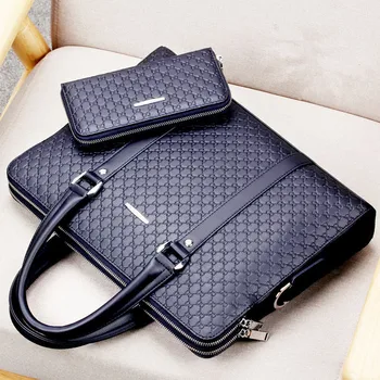 Ежедневни мъжки чанти нов двуслойни мъжка кожена бизнес чанта куфарче пратеник на мъжки лаптопи, чанти мъжки пътни чанти