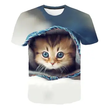 Летни нови мъжки дамски тениски 2019 Harajuku Kawaii Сладко Животните Ница Cat Print T-shirt Causal О-образно деколте с къс ръкав свободни топове