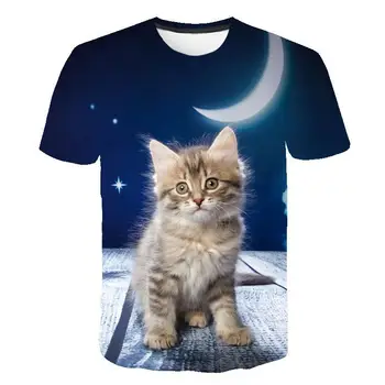 Летни нови мъжки дамски тениски 2019 Harajuku Kawaii Сладко Животните Ница Cat Print T-shirt Causal О-образно деколте с къс ръкав свободни топове