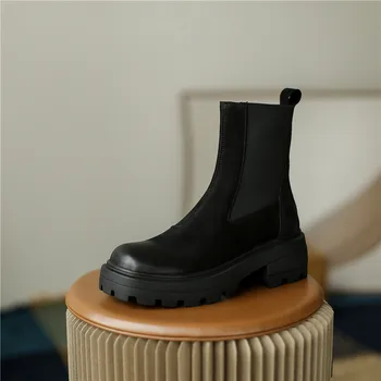 MORAZORA ботуши от естествена кожа модни слипоны проста дамски обувки квадратен чорап ботильоны обувки с високи токчета За Жени Есен зима