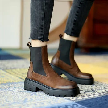 MORAZORA ботуши от естествена кожа модни слипоны проста дамски обувки квадратен чорап ботильоны обувки с високи токчета За Жени Есен зима
