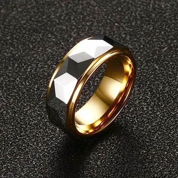 Волфрам карбид многостранни призми пръстен за мъже годежен пръстен 8 мм комфорт са подходящи размери