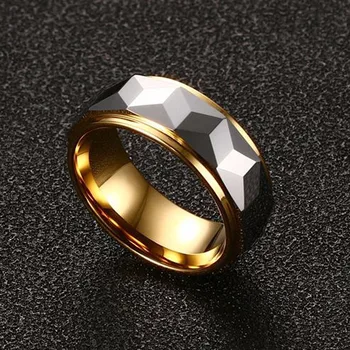 Волфрам карбид многостранни призми пръстен за мъже годежен пръстен 8 мм комфорт са подходящи размери