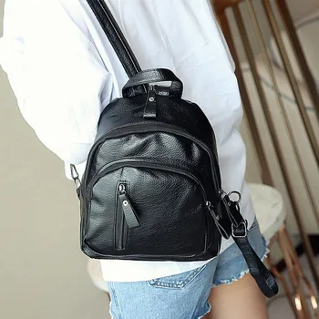 Дамски модни плътен многофункционална раница на рамото Bookbags училищна чанта сладък модни ПУ кожени раници Sac à dos fille 50*b