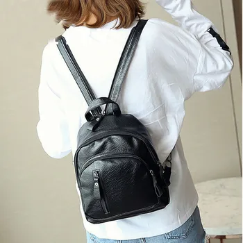 Дамски модни плътен многофункционална раница на рамото Bookbags училищна чанта сладък модни ПУ кожени раници Sac à dos fille 50*b
