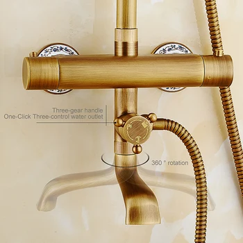 ELLEN Antique Bronze Rain Shower Set термостатическая дъждовна вана душ с ръчен душ смесители постоянна температура EL4013
