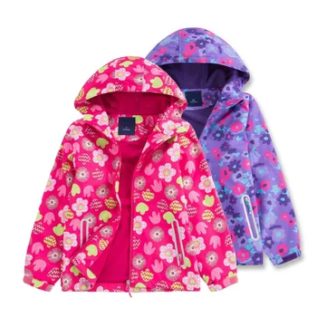 Децата руното яке момичетата Спорт Деца палто двуетажни hoody водоустойчив windbreakers момичета якета 3-12 години Есен Зима