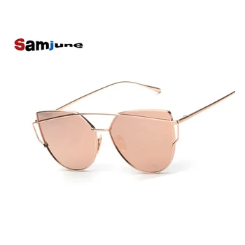 Samjune Pink vintage Mirror female Women Cat Eye слънчеви очила марка дизайнерски обувки дамски слънчеви очила за жени Oculos Feminino