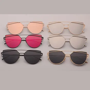 Samjune Pink vintage Mirror female Women Cat Eye слънчеви очила марка дизайнерски обувки дамски слънчеви очила за жени Oculos Feminino