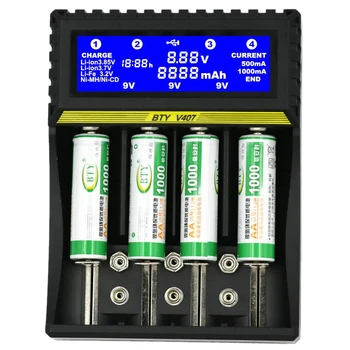 I-V407 зарядно устройство Li-ion Life Ni-MH Ni-CD Smart Fast Charger за 18650 26650 6F22 9V AA AAA 16340 14500 зарядно устройство
