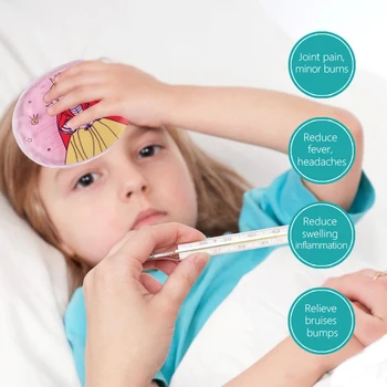 2 опаковки Kid Ice Pack регулируема главоболие лакът на коляното зъбни болки температура на охлаждане деца карикатура студен компрес, облекчение на болки в горещ торба с лед