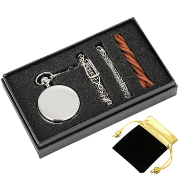 5 бр./компл. сребърни гладка кварцови часовници джобни Сребърно колие подаръчен комплект ключодържател верига висулка steampunk высокосортные подаръци за мъже, жени