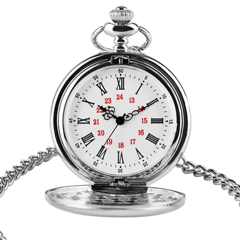 5 бр./компл. сребърни гладка кварцови часовници джобни Сребърно колие подаръчен комплект ключодържател верига висулка steampunk высокосортные подаръци за мъже, жени