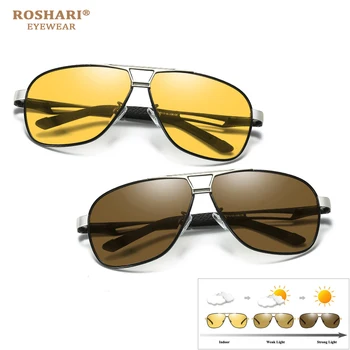 RoShari шофиране фотохромичните поляризирани слънчеви очила мъжете алуминий, магнезий, промяна на цвета, слънчеви очила мъжете lentes hombre de sol